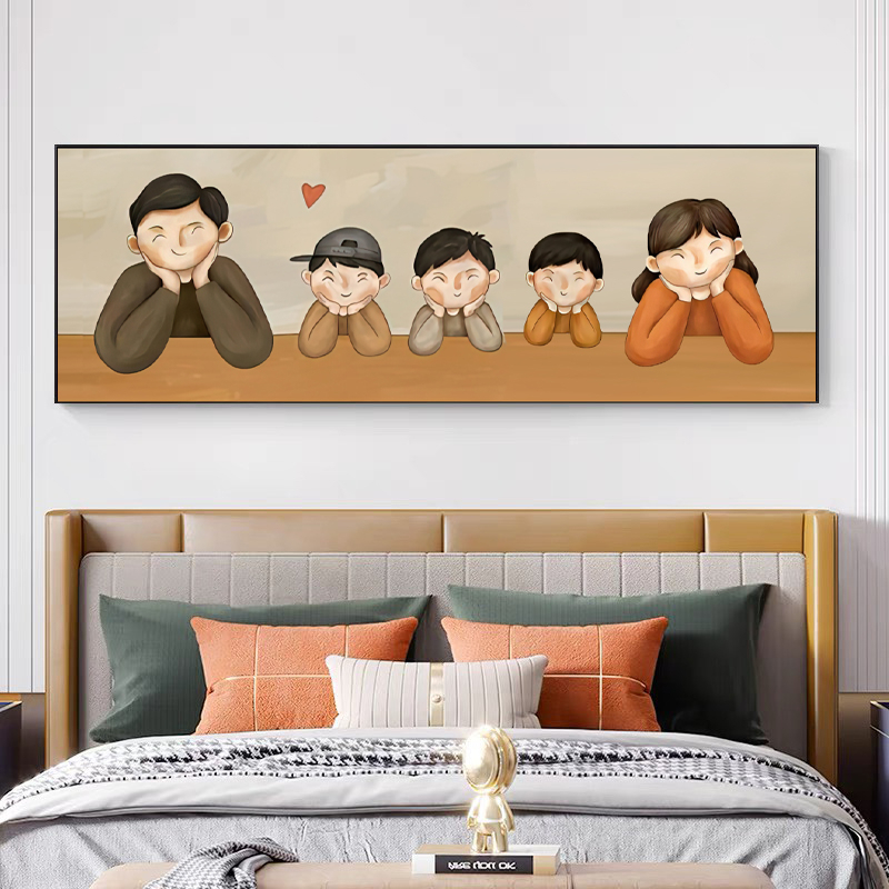 ภาพวาดครอบครัวบนผนังหัวเตียงสัตว์ตกแต่งห้องนอนเกสท์เฮาส์สำหรับเด็กและเจ้าของบ้านของขวัญขึ้นบ้านใหม่สำหรับเด็กหญิงและเด็ก