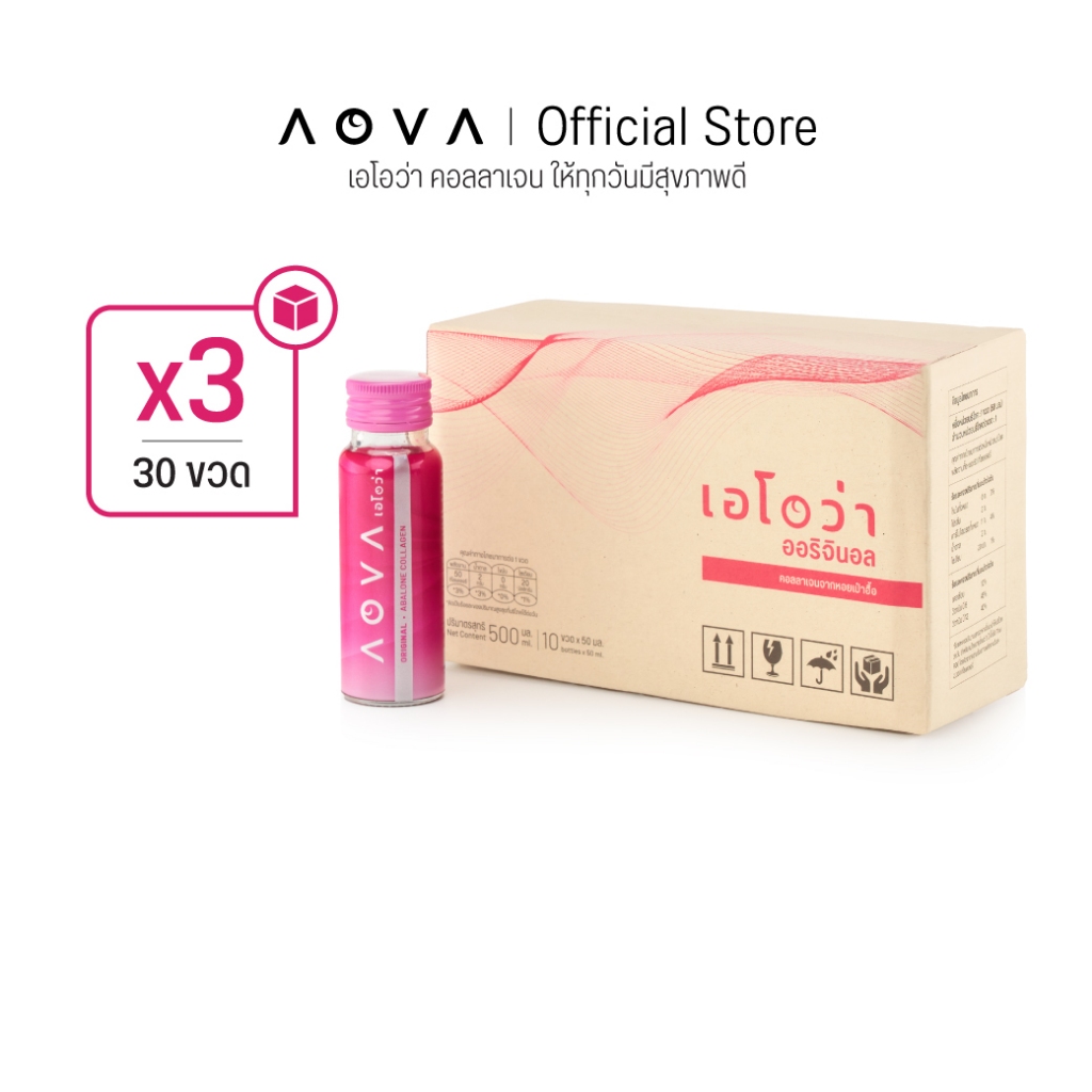 [ชุด 30 ขวด] AOVA Collagen คอลลาเจนพร้อมดื่มสกัดเย็นจากหอยเป๋าฮื้อ 3กล่องx10ขวด