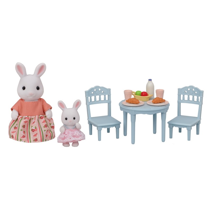 🏠ตุ๊กตาแม่ลูกกระต่ายสโนว์ โต๊ะเก้าอี้ ชุดอาหารเช้า ซิลวาเนียน Snow Rabbit Mother&Baby-Breakfast Table: Sylvanian Family - รูปที่ 2