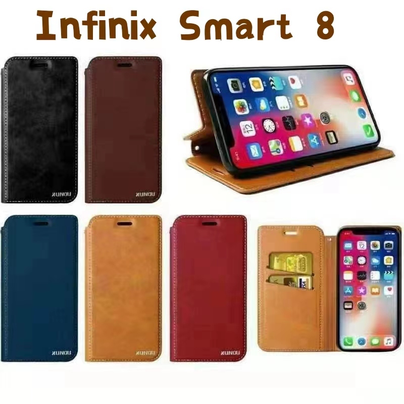 Infinix Hot 40i/Smart 8เคสฝาพับTecno Spark Go 2024/Tecno Pop 8/spark Go 2023เคสกระเป๋าเปิดปิดแบบแม่เหล็ก เก็บนามบัตรได
