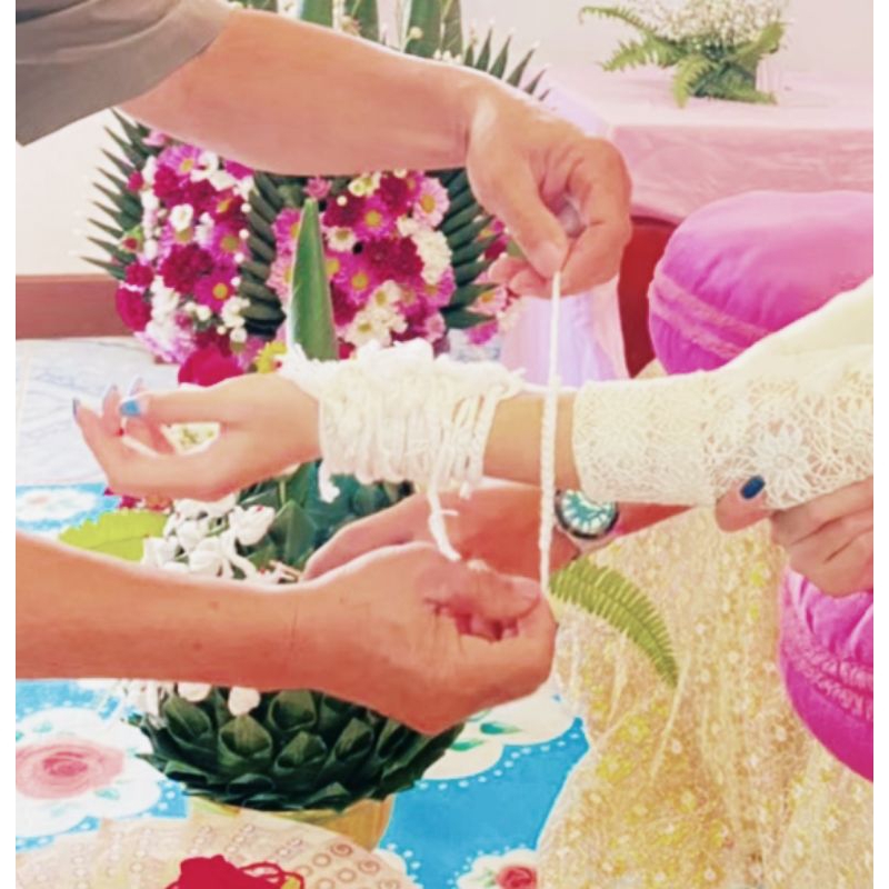 ฝ้ายสายสิญจน์มงคลล้านนาผูกข้อมือ 19 ถัก