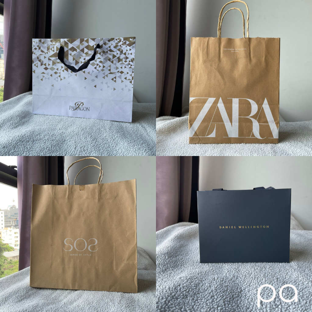[พร้อมส่ง] ถุงกระดาษ Brand พร้อมส่ง ของแท้จากช็อป Paragon / Zara / SOS / Daniel Wellington