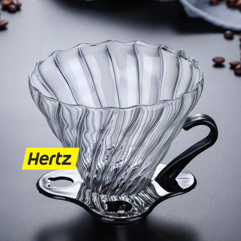 Hertz Cafe ดริปเปอร์ V60 วัสดุแก้ว แท้จากญี่ปุ่น 1-2 ถ้วย/2-4ถ้วย Glass Dripper