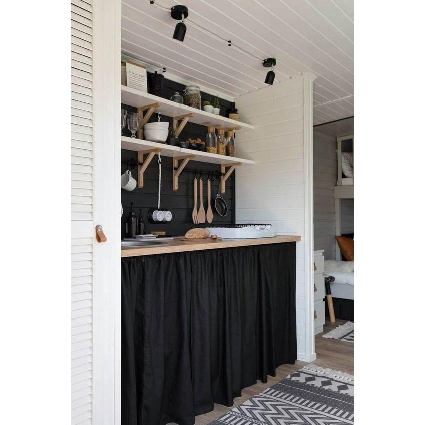 ผ้าม่านเค้าเตอร์ ม่านปิดชั้น ม่านฝ้ายสอดราง มีให้เลือก 4 สี เลือกความสูงได้