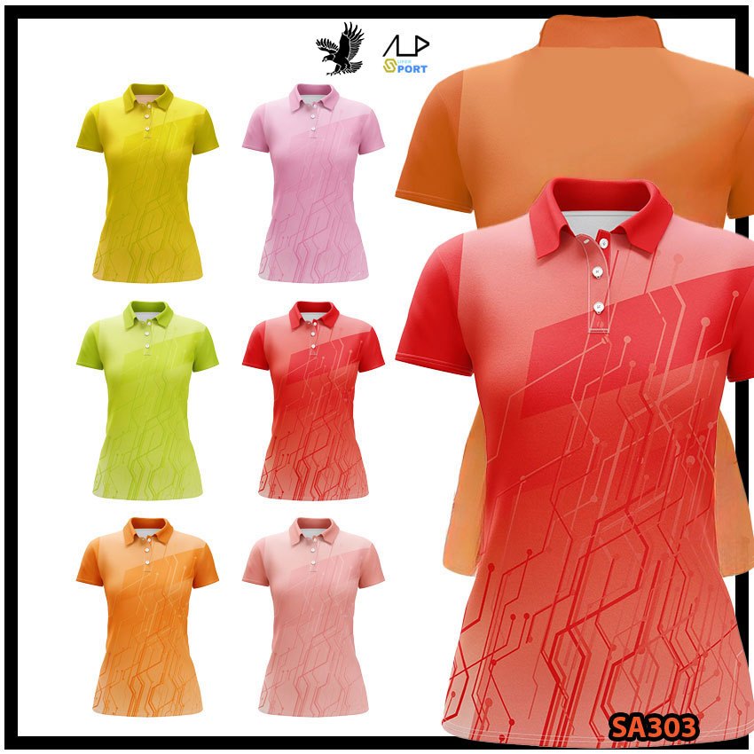 💥ลดโหดสูงสุด 1,000 บาท💥 เสื้อคอปก เสื้อกีฬาหญิง SA303 SPORT DAY ผ้าไมโครพิมพ์ลาย