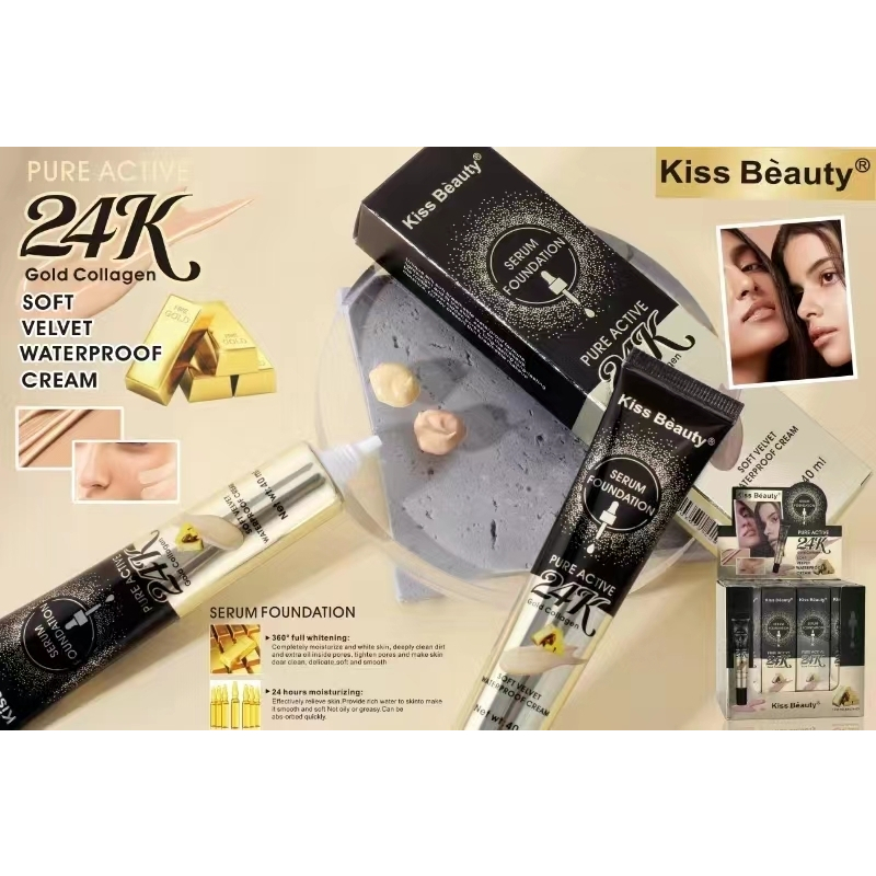 68474-03  KISS BEAUTY เซรั่ม รองพื้นเนื้อครีม SERUM FOUNDATION 24K GOLD ปรับสีผิวให้สม่ำเสมอ