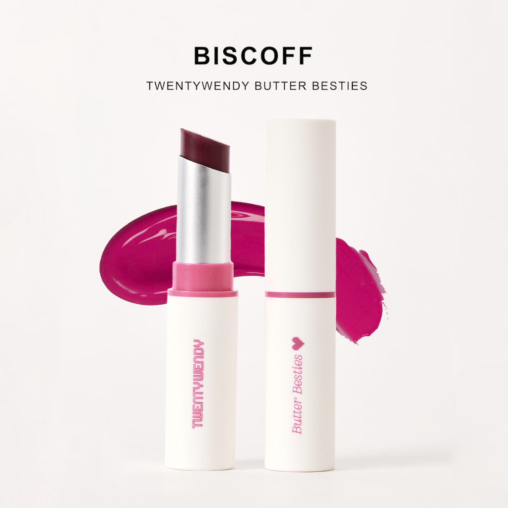 TWENTYWENDY | Pink Butter Biscoff ลิปบาล์มเนื้อฉ่ำวาว สีม่วงBerry-Cherry ติดทน เนื้อบางเบาเหมือนน้ำ มีความอ่อนโยนสูง