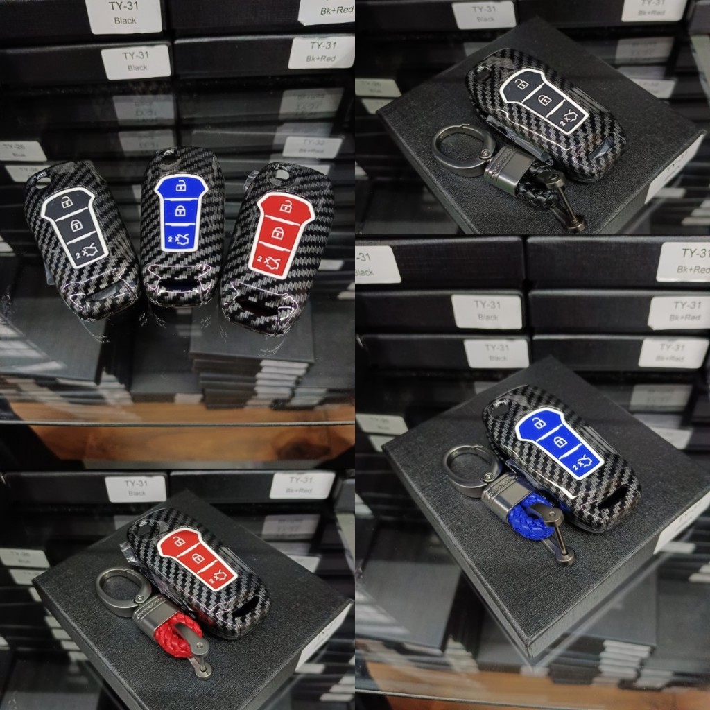 FORD ปลอกกุญแจรถยนต์ เคสเคฟล่า+ซิลิโคนเรืองแสง สำหรับ FORD Ranger F-150 F-250 350 450 550 แบบกุญแจพับ