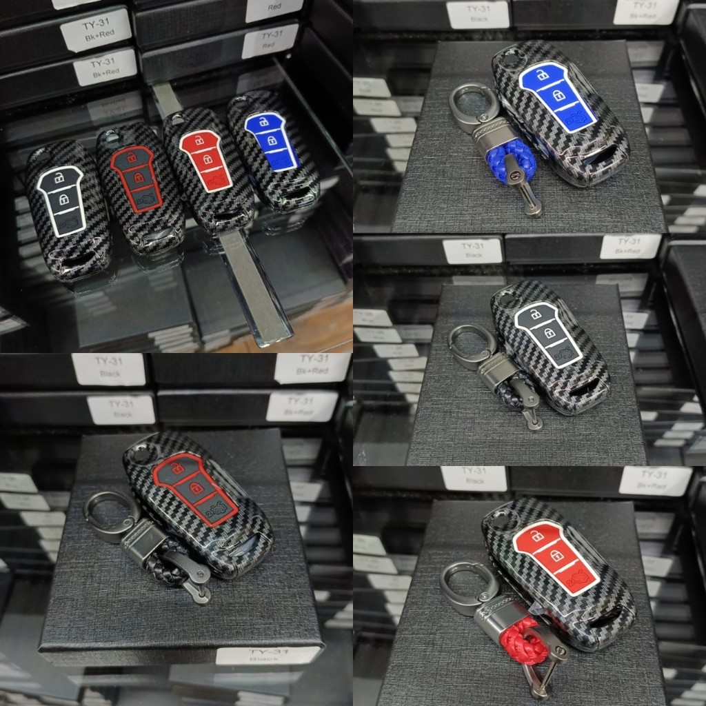 FORD เคสเคฟล่า ปลอกกุญแจรถยนต์ สำหรับ FORD Everest Ranger แบบ2ปุ่ม กุญแจดีดข้าง