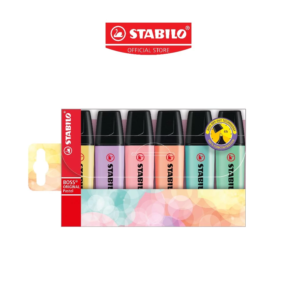 STABILO Boss Pastel ปากกาไฮไลท์ ปากกาเน้นข้อความ แพ็ค 6 สีพาสเทล (70/6-2)