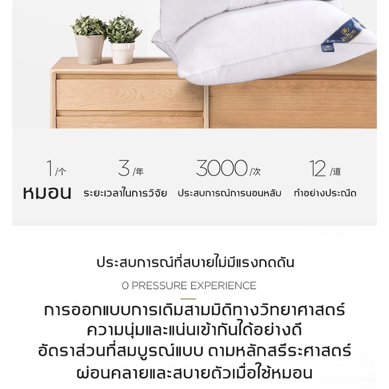 พร้อมส่ง24ชม. หมอนหนุนหัว Hilton รุ่นบาง/หนา มีหลายขนาดให้เลือก หมอน หมอนหนุน หมอนโรงแรม 5ดาว นุ่ม หลับสบาย ราคาต่อใบ