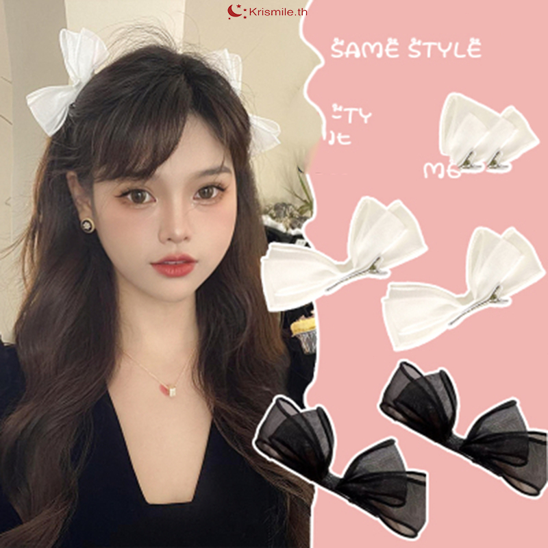 COD-ส่งเร็วจากไทย กิ๊ฟติดผม โบว์สีพื้นผ้าตาข่าย น่ารักหวาน สไตล์เกาหลีเรียบง่าย เด็กนักเรียนสำหรับผู้หญิง ราคาถูกที่สุด-