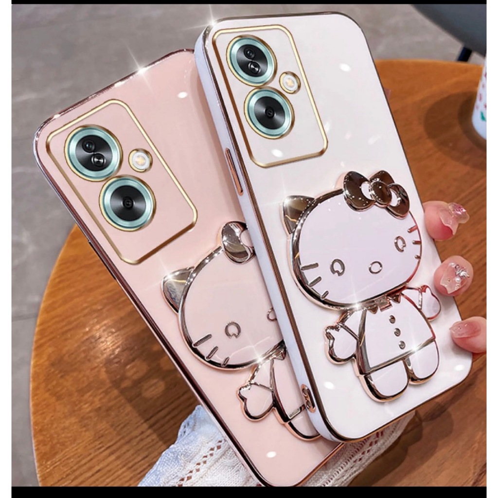 เคสโทรศัพท์ คิตตี้ กระจก ตั้งได้ สำหรับรุ่น Oppo A79 เคสฝาหลัง กันกระแทก เคสนิ่ม แบบน่ารัก