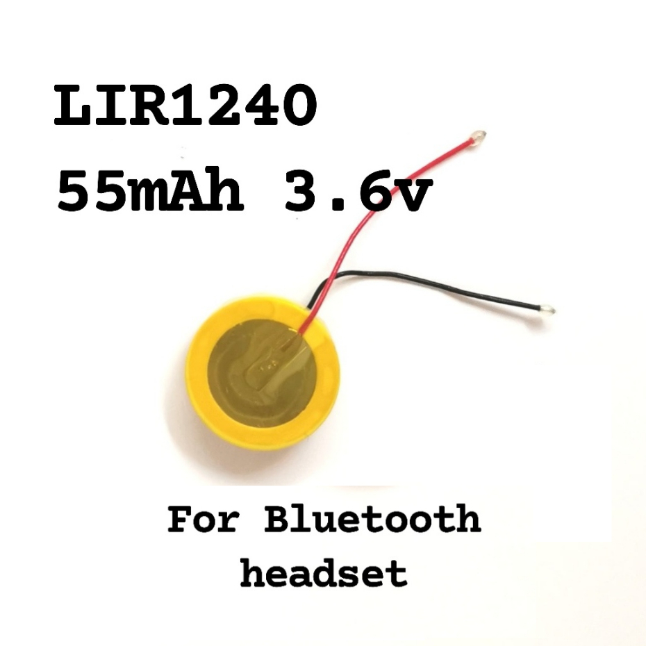 แบตเตอรี่ หูฟัง LIR1240 3.6V 55mAh Bluetooth headset wireless microphone hearing aid rechargeable bu