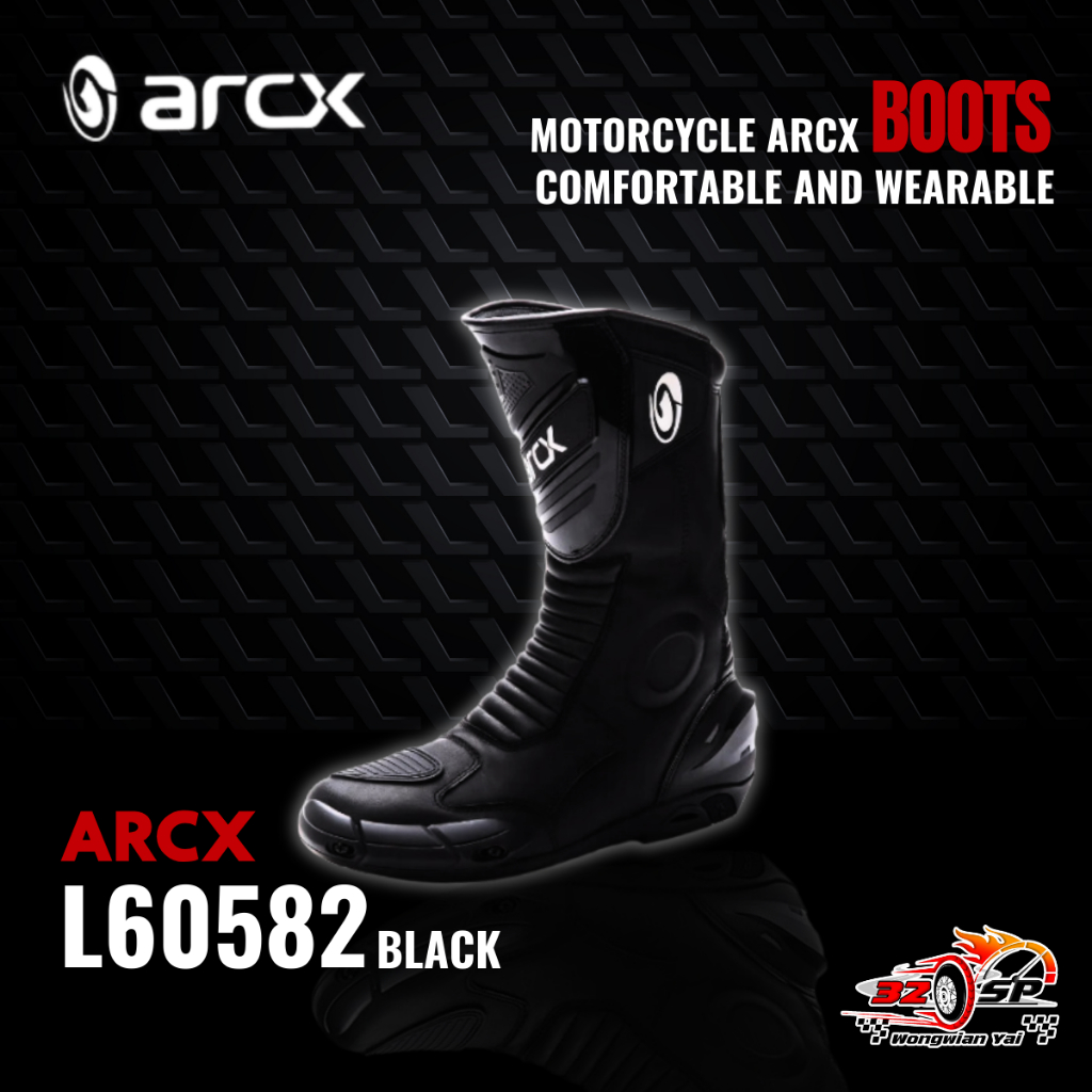 รองเท้าการ์ดข้อยาวสำหรับขับขี่มอเตอร์ไซค์ ARCX รุ่น L60582 ทำจากหนังแท้ ส่งไว!!!!
