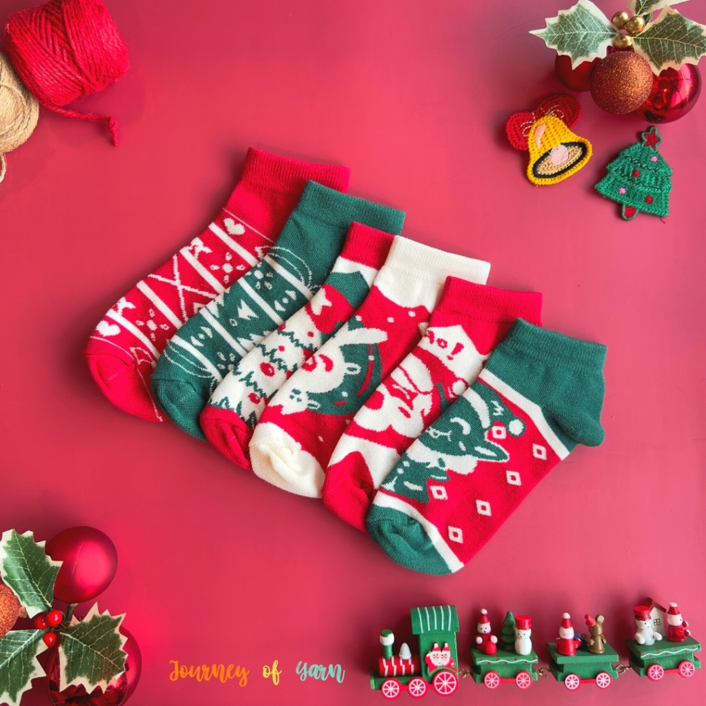 JOURNEY OF YARN ถุงเท้าคอตตอนข้อสั้น CHRISTMAS COLLECTION