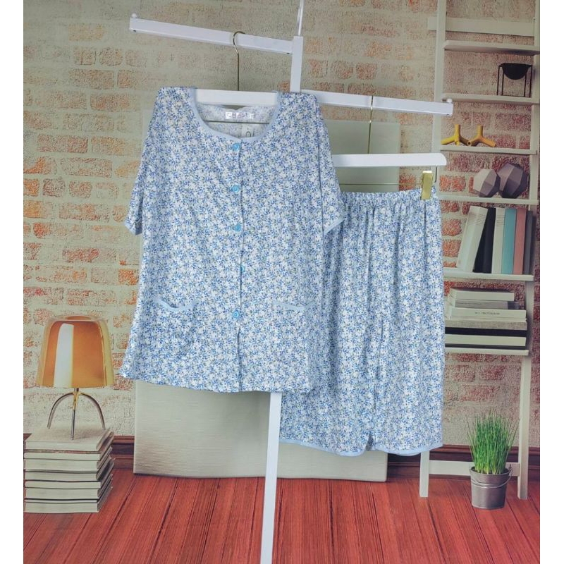 15#ชุดนอน 2 ชิ้น ลายดอกไม้กระดุมหน้า#สุ่มลายนะค่ะ# ผ้าใส่สบาย