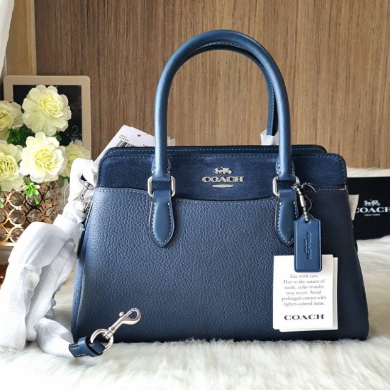 ✅มาใหม่สีใหม่ กระเป๋าทรงถังมินิ รุ่นใหม่ หนังวัวแท้ สวยเก๋ 👜New COACH MINI Darcie Carryall Leather B