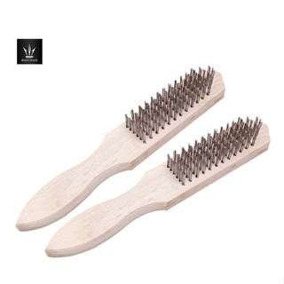 แปรงลวดด้ามไม้ทำความสะอาดพื้นผิวโลหะ แปรงขัดสนิมสถานที่ก่อสร…