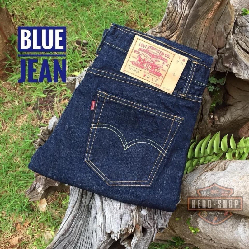 กางเกงยีนส์501ทรงกระบอก ริมแดง เป้ากระดุม