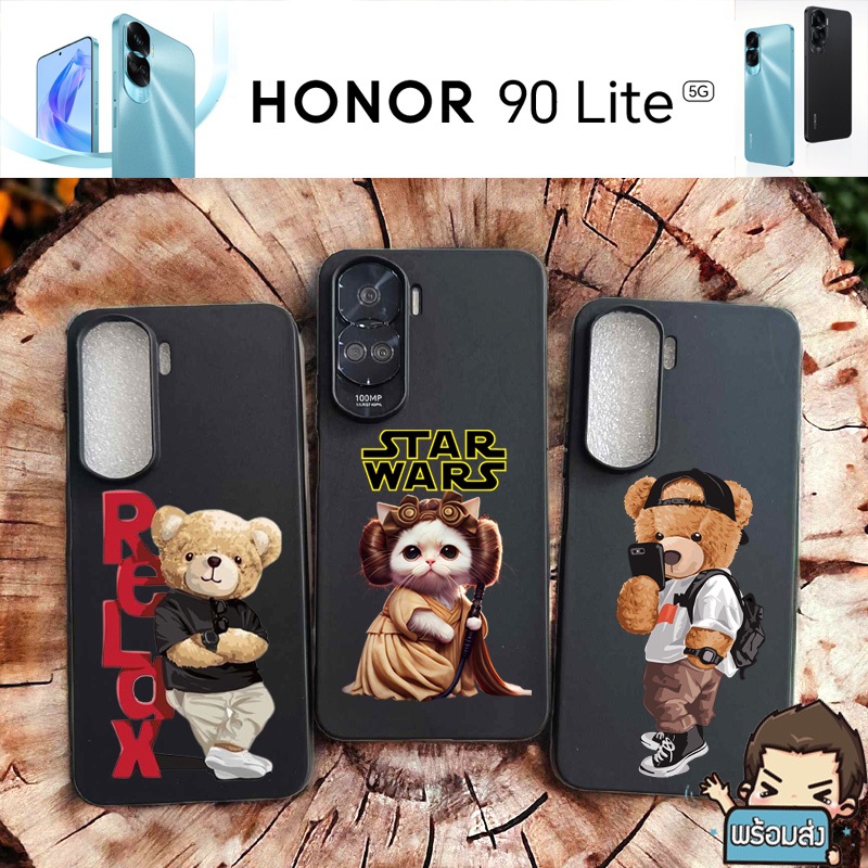 **ส่งเร็วส่งจากไทย** \\แถมฟิล์มกันเลนส์กล้อง // เคสยาง TPU กันรอยเลนส์กล้อง แบบลาย สำหรับ Honor 90 Lite