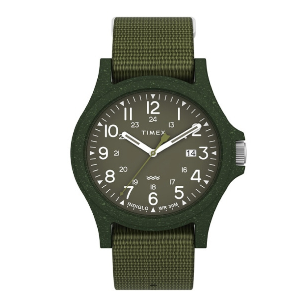 TIMEX TW2V96000 Reclaim Ocean นาฬิกาข้อมือผู้ชาย สายพลาสติกมารีน สีเขียว หน้าปัด  40 มม.