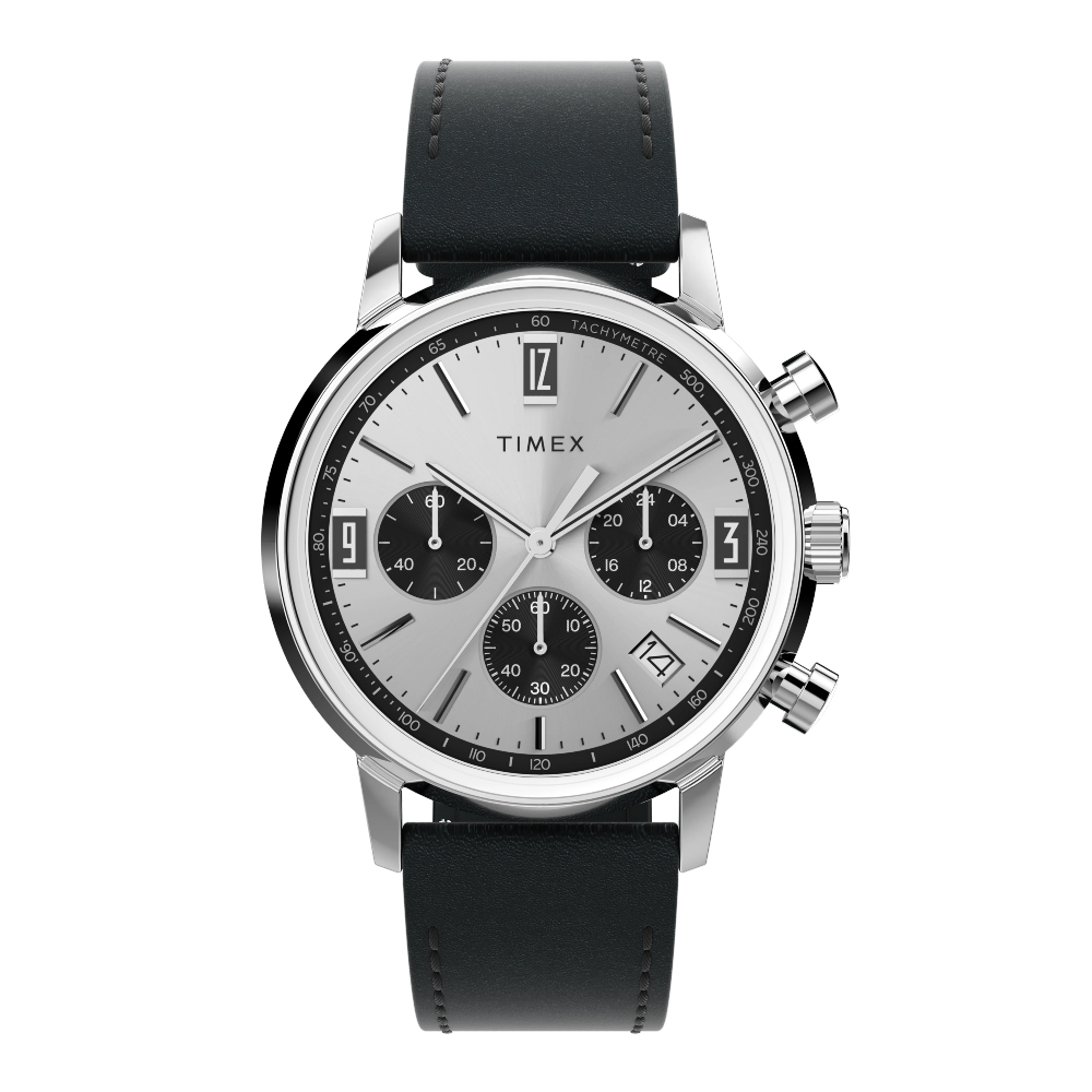 TIMEX TW2W10300 Marlin® Chronograph นาฬิกาข้อมือผู้ชาย สายหนัง สีดำ หน้าปัด  40 มม.
