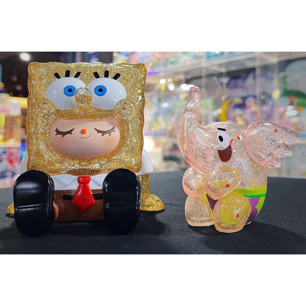 Gold Glitter Spongebob Greenie &amp; Patrick Elfie limited edition 🧽