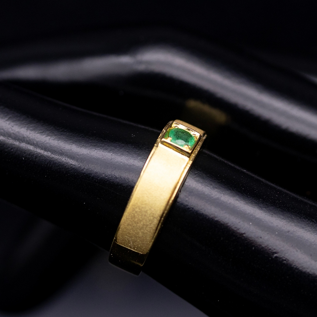 แหวนพลอยมรกต(Natural Emerald) ตัวเรือนเงินแท้ 92.5%ชุบทอง ไซส์นิ้ว 55 เบอร์ 7 US พลอยแท้จากประเทศโคลัมเบีย - รูปที่ 3