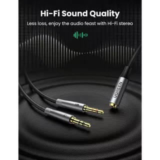 UGREEN สายชื่อมต่อหูฟังพร้อมไมโครโฟนเข้ากับพีซี AUX 3.5mm F to M Mic + Audio Splitter Connector รุ่น 50255