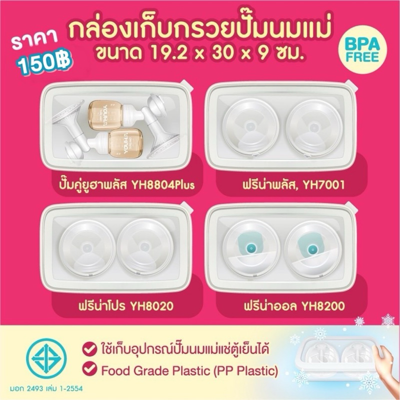 กล่องเก็บชุดกรวยปั๊มนม พร้อมฝาล็อค กันกลิ่น กันฝุ่นได้ แบบหูหิ้ว double lock / แบบฝาปิด รูปที่ 6