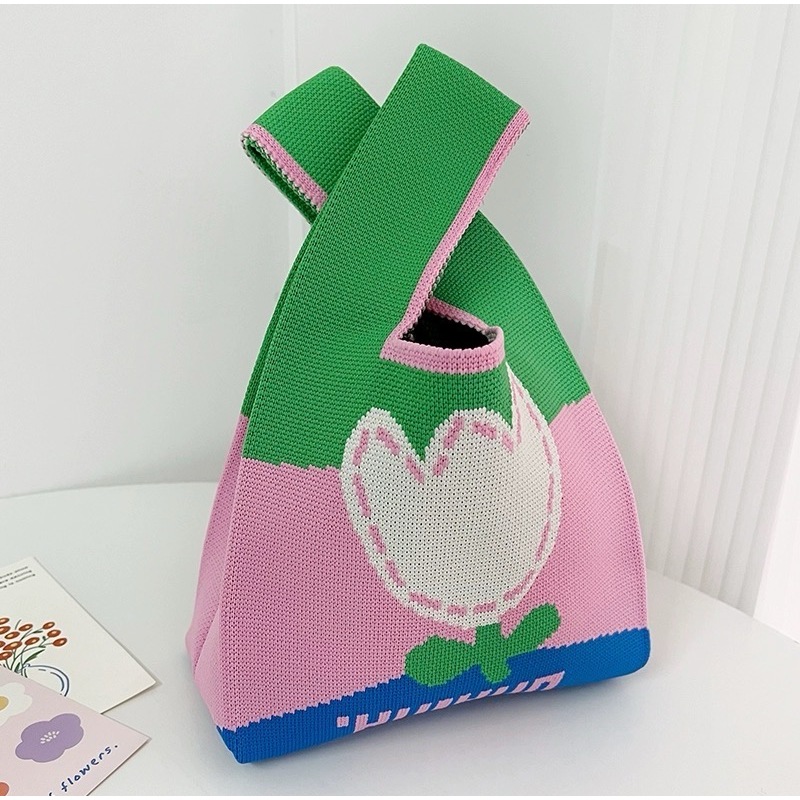 Cicishop(236) กระเป๋าไหมพรม ทรงสวยจุได้เยอะ ลายสวยสไตล์เกาหลี - รูปที่ 6