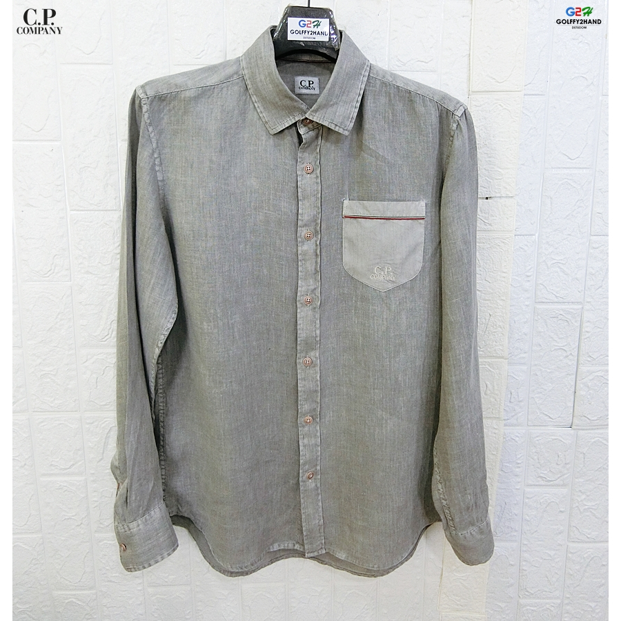C.P. Company แท้ อก41 เสื้อเชิ๊ตแขนยาวเทาเรียบสปอต