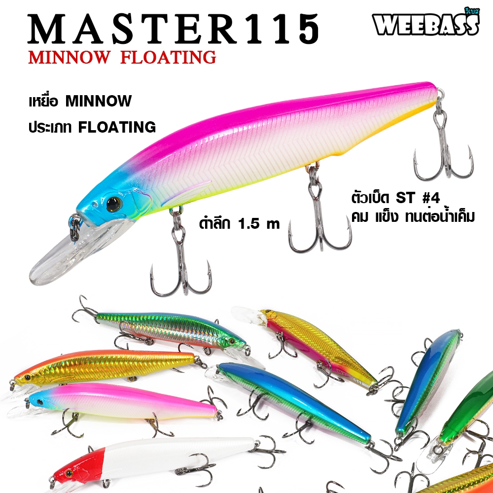 WEEBASS LURE เหยื่อปลั๊ก - รุ่น MASTER115 FLOATING 115mm/17.5g เหยื่อปลอม เหยื่อตกปลา เหยื่อ MINNOW — صورة 4