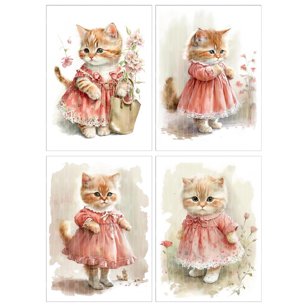 ผ้าคอตตอนโพลีพิมพ์ลายน้องแมวC16