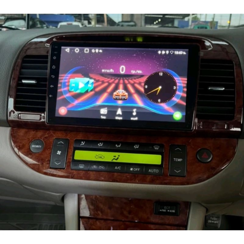 วิทยุรถยนต์​  จอแอนดรอย 13 (แรม4+32gb) สำหรับจอ9" ตรงรุ่นรถ​ Toyota​  Camry​ ปี​ 2002-2006 (ลายไม้)​