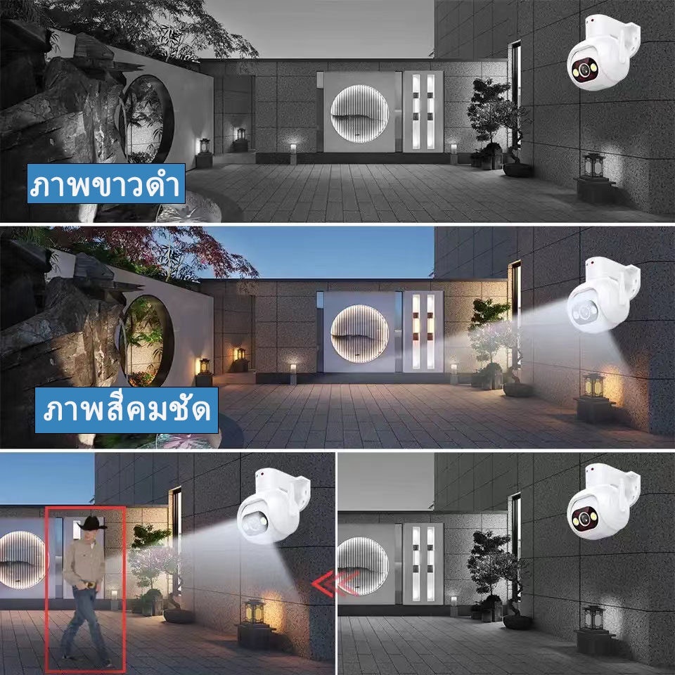 HOME-MALL กล้องวงจรปิดไร้สายชัด 4K กันน้ำ หมุนได้ พูดตอบโต้ได้ มองเห็นในที่มืด ตรวจจับการเคลื่อนไหว