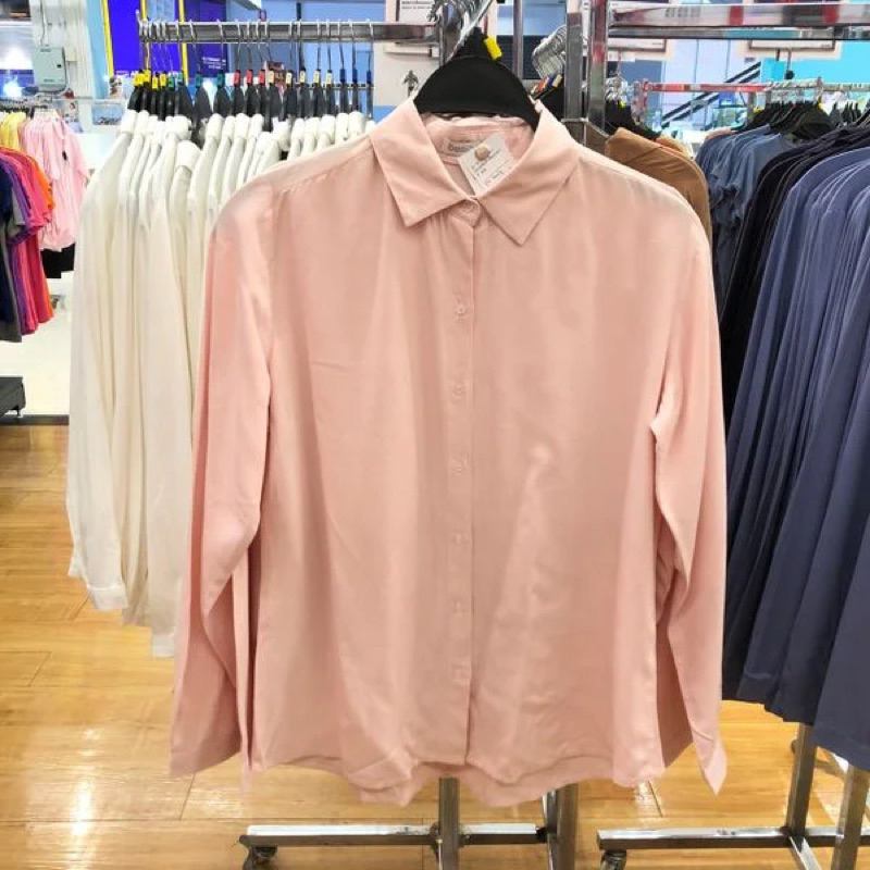 🪴used | เสื้อเชิ้ตแขนยาวผ้าคอตตอนสีพื้นป้าย besico