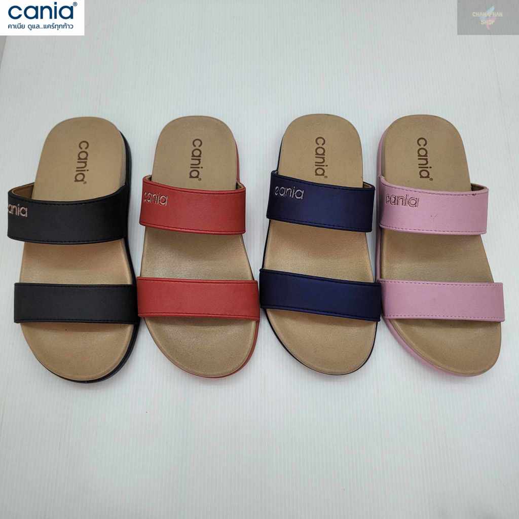 CANIA คาเนีย CW12128 รองเท้าแตะสวมผู้หญิง สีกรม/สีชมพู/สีดำ/สีอิฐ size 36-39