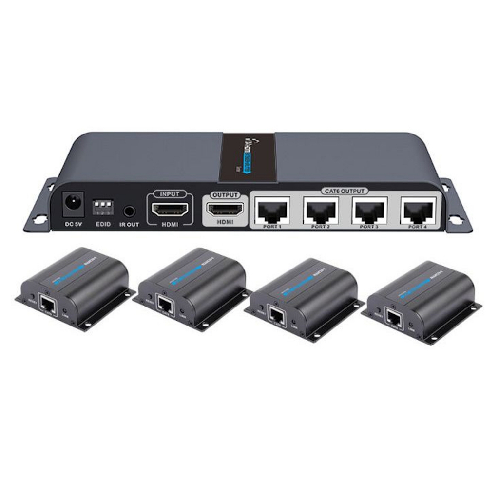 1×4 HDMI Extender Splitter HDMI source to 4 HDMI displays over network 40เมตร