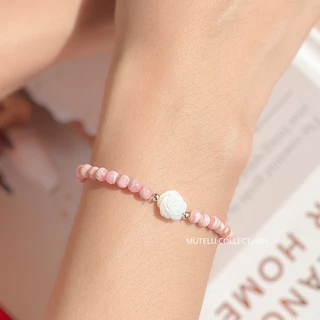 Mutelu.Collection Pink rosé bracelet กำไลหินสีชมพูโรโดไนท์