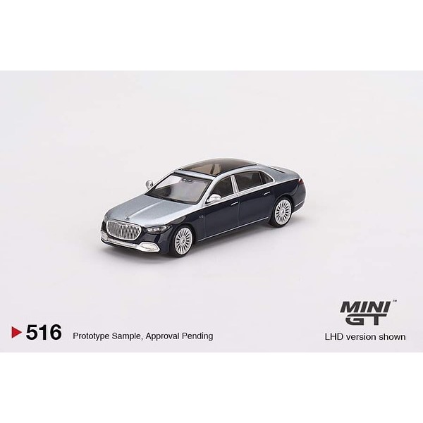Mini GT 1/64 No. 516-R Mercedes-Maybach S680 Cirrus Silver / Nautical Blue Metallic