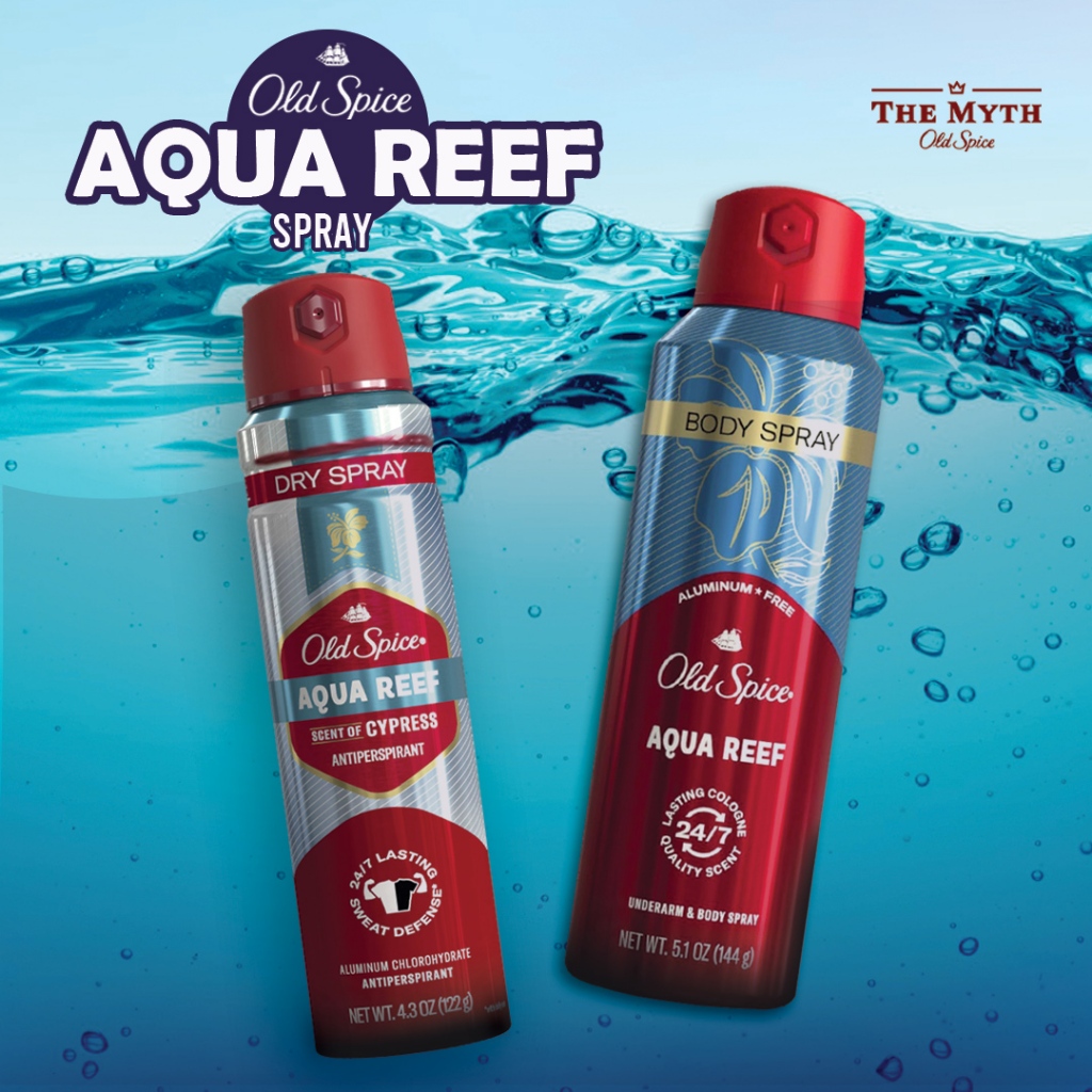*ของแท้นำเข้าจากUSA* Old Spice All Spray รวม สเปรย์ กลิ่น Aqua Reef หอมน้ำสดชื่น เหมือนเล่นน้ำตก