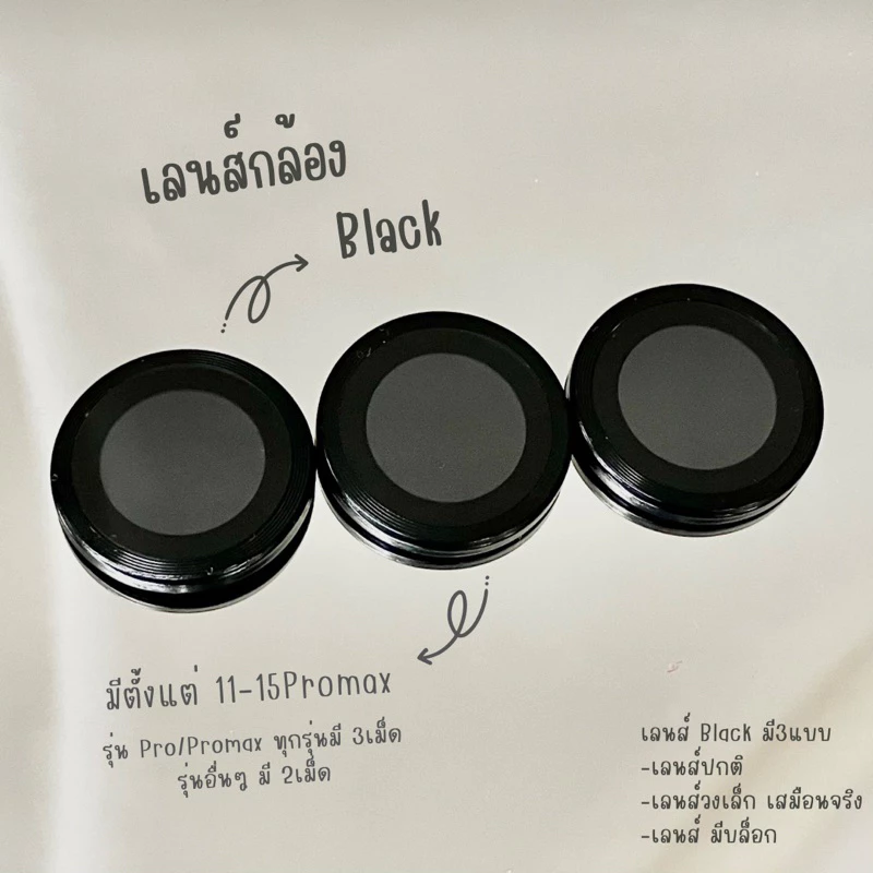 เลนส์กล้อง -Black- ฟิล์มกระจกเลนส์กล้อง สำหรับ ไอโฟน ( ราคา1ชุด)