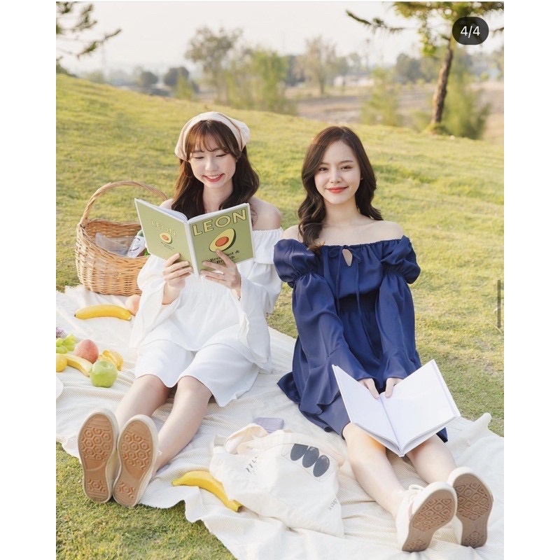 ส่งต่อ Labelle clothing brand เดรสปาดไหล่สีน้ำเงิน สวยผ้าดีมาก(used once)💗