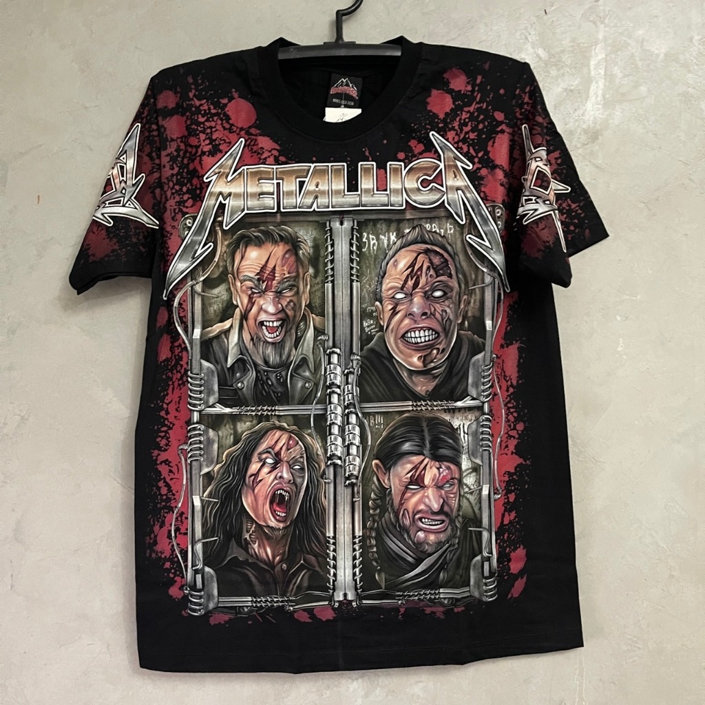 เสื้อยืดOVP Metallica 4หน้า (ป้ายRocktee เรืองแสง) ผ้าCotton100
