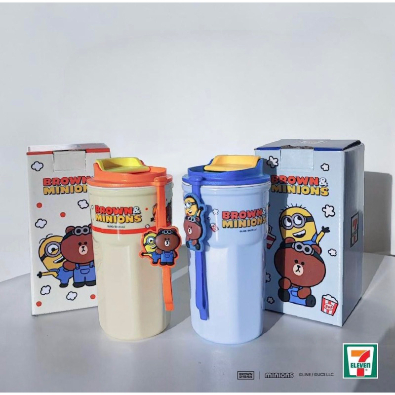 กระบอกน้ำบราวน์ แอนด์ มินเนี่ยน 7-11 ( Line friends & Minions )💛🤎#แก้วน้ำ7-11