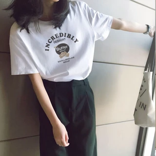 SALABO(พร้อมส่ง) เสื้อยืด สกรีนลาย ขนมบิสกิต สีเอิร์ธโทน ผ้านิ่มยืด ฟรีไซส์ใส่สบาย #A28