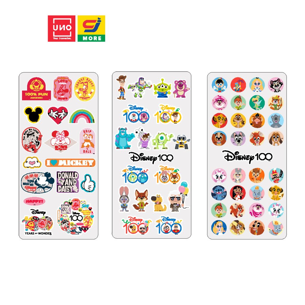 UNO สติ๊กเกอร์ Disney 100 Years ลิขสิทธิ์แท้