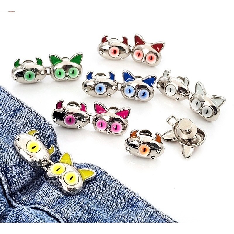 MKL  กระดุมปรับเอวกางเกง รูปน้องเหมียวน่ารัก แบบหมุดถอดได้ ไม่ต้องเย็บ  สีสันสดใส #Y38